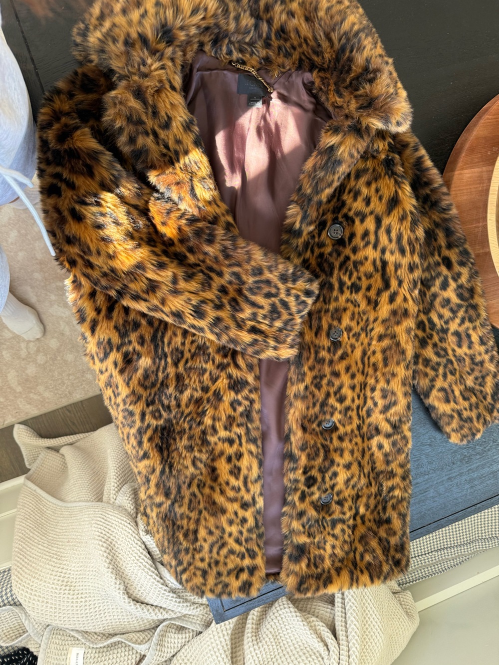 J.Crew Collection Faux Fur Leopard Print Coat G9553 Size S - Picture 6 of 8